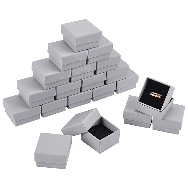 

PandaHall Paper Box, Snap Cover, with Sponge Mat, Jewelry Box, Square, Gray, 5.1x5.1x3.1cm Paper Square Gray