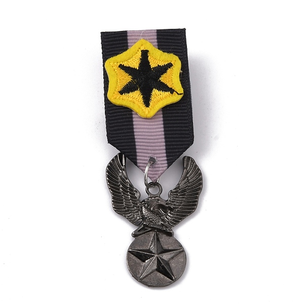 

PandaHall Eagle with Star Zinc Alloy Pendant Lapel Pins, Polyester Brooch Medal for Men, Gunmetal & Platinum, 80x25x4mm Alloy