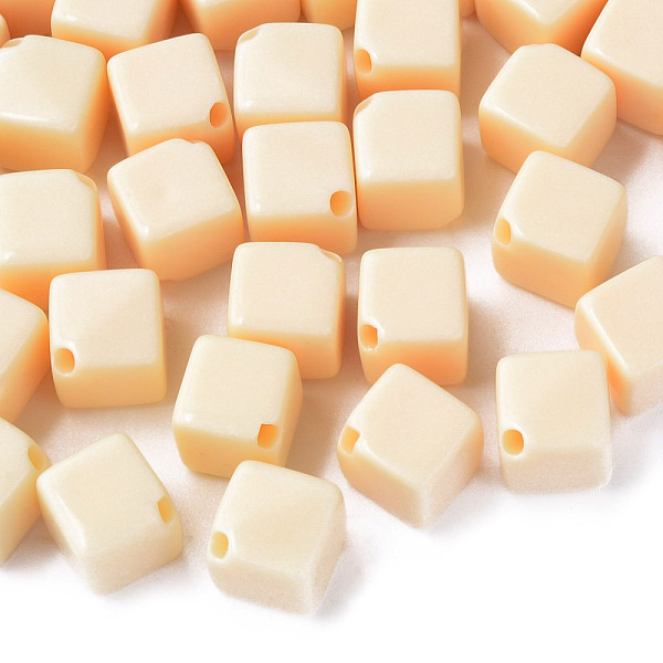 

PandaHall Opaque Acrylic Beads, Cube, PeachPuff, 13x14.5x14.5mm, Hole: 2mm, about 530pcs/500g Acrylic Cube Brown