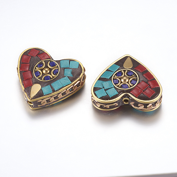 

PandaHall Handmade Indonesia Beads, with Brass Findings, Nickel Free, Heart, Raw(Unplated), 28x31.5~32x9~10mm, Hole: 2mm Polymer Clay Heart