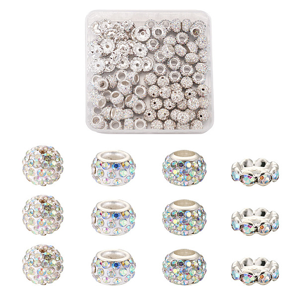 

PandaHall Cheriswelry 100Pcs 4 Styles Pave Disco Ball Beads, Polymer Clay Rhinestone Beads, Mixed Color, 25pcs/style Polymer Clay+Glass..., Multicolor