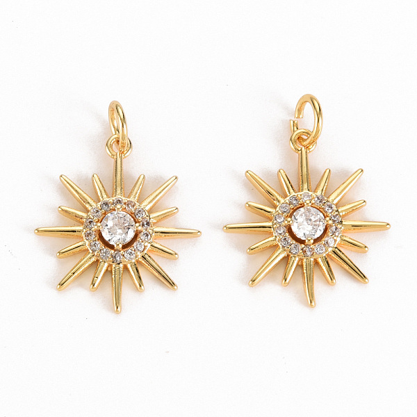 

PandaHall Brass Micro Pave Clear Cubic Zirconia Solar Eclipse Pendants, with Jump Rings, Nickel Free, Sun, Real 18K Gold Plated...