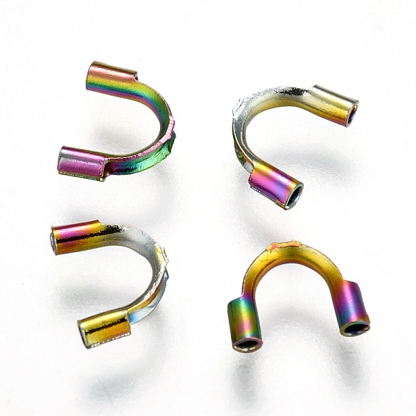 

PandaHall Ion Plating(IP) 316 Surgical Stainless Steel Wire Guardian, Rainbow Color, 6.3~7x4.5~5x1.5mm, Hole: 0.7mm 316 Surgical Stainless...