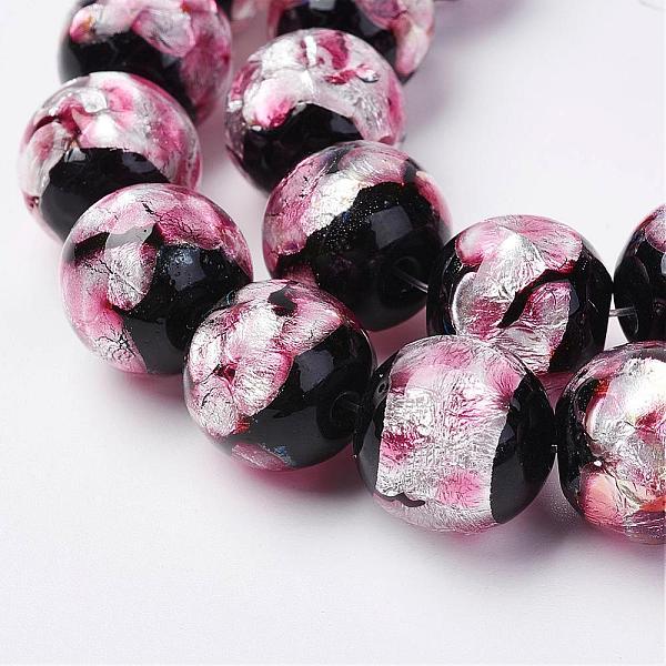 

PandaHall Handmade Silver Foil Glass Beads, Round, Purple, 14mm, Hole: 1mm, about 28pc/strand, 15.75 inch(40cm) Silver Foil Round Purple