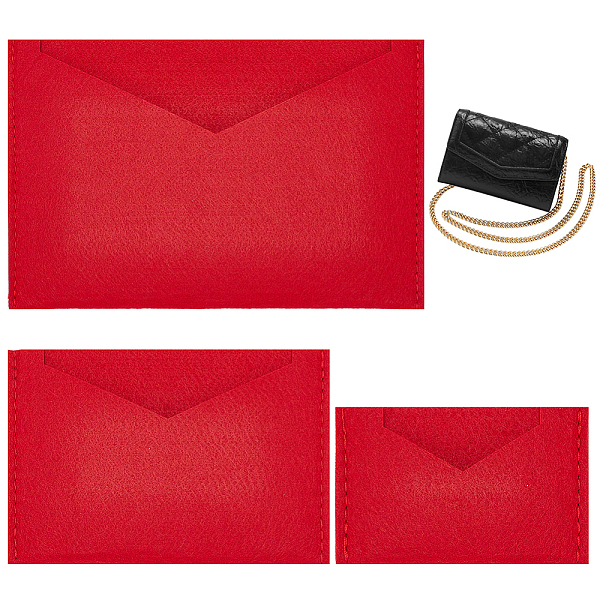 

PandaHall WADORN 3 Style Felt Handbag Organizer Insert, 3pcs Purse Liner Bag Shaper Felt Envelope Crossbody Bag in Bag Tote Liner Pouch for..., Red