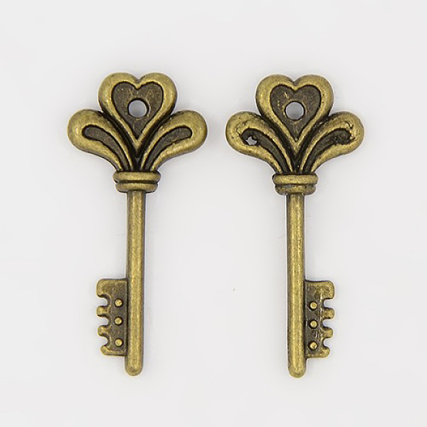PandaHall Tibetan Style Alloy Pendants, Lead Free, Nickel Free and Cadmium Free, Skeleton Key, Antique Bronze, 29x14x3mm, hole: 2mm Alloy...