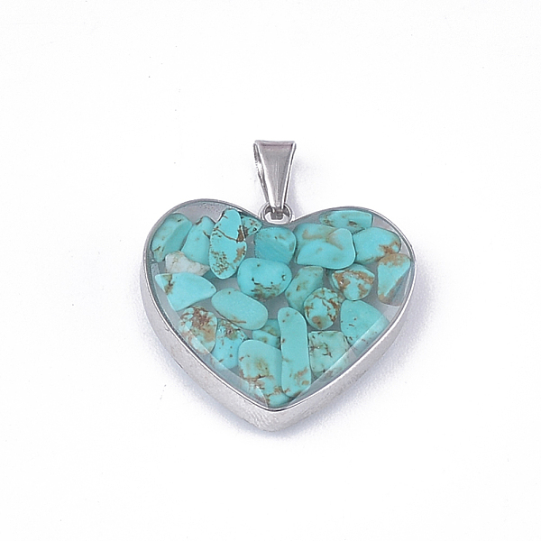 

PandaHall Natural Howlite Pendants, Dyed & Heated, with Glass and 304 Stainless Steel Findings, Heart, Stainless Steel Color, 19x21x6mm...