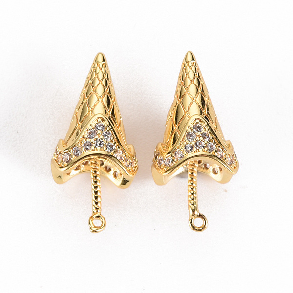 

PandaHall Brass Micro Pave Clear Cubic Zirconia Pendants, Nickel Free, Ice-Cream Cone Shape, Real 18K Gold Plated, 18x9mm, Hole: 0.8mm...
