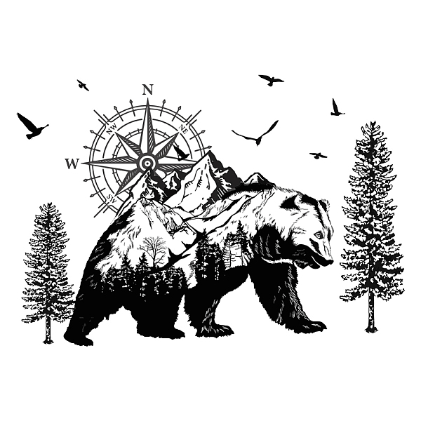 

PandaHall PVC Wall Stickers, Wall Decoration, Bear Pattern, 390x900mm PVC Bear