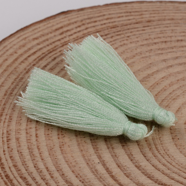 

PandaHall Cotton Thread Tassel Pendant Decorations, Pale Turquoise, 25~31x5mm, about 39~47pcs/bag Cotton Cyan