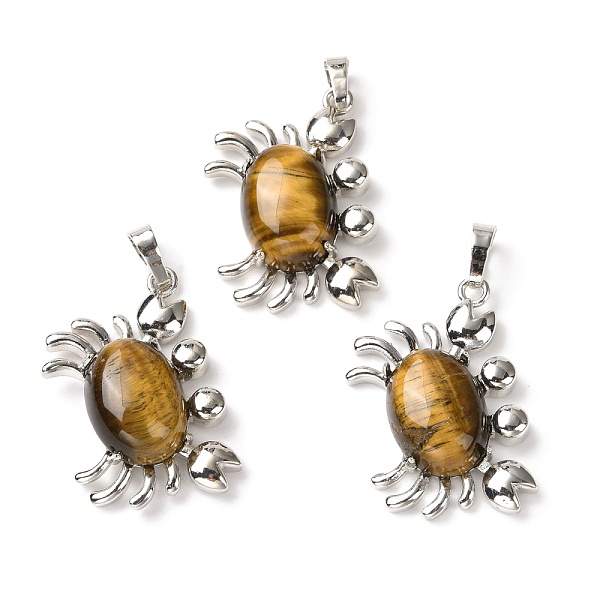 

PandaHall Natural Tiger Eye Pendants, with Platinum Plated Brass Findings, Cadmium Free & Lead Free, Crab, 33x22x8.5mm, Hole: 8x5mm Tiger...