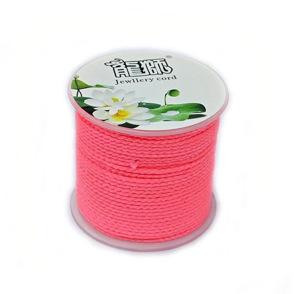 

PandaHall 20M Polyester Braided Cord for Jewelry Making, Round, Hot Pink, 2mm, about 21.87 Yards(20m)/Roll Polyester