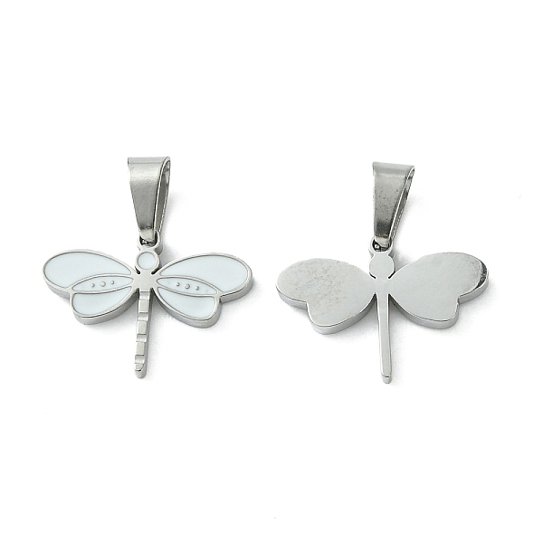 

PandaHall 304 Stainless Steel Manual Polishing Charms, with Enamel and 201 Stainless Steel Clasp, Dragonfly, Stainless Steel Color..., Orange