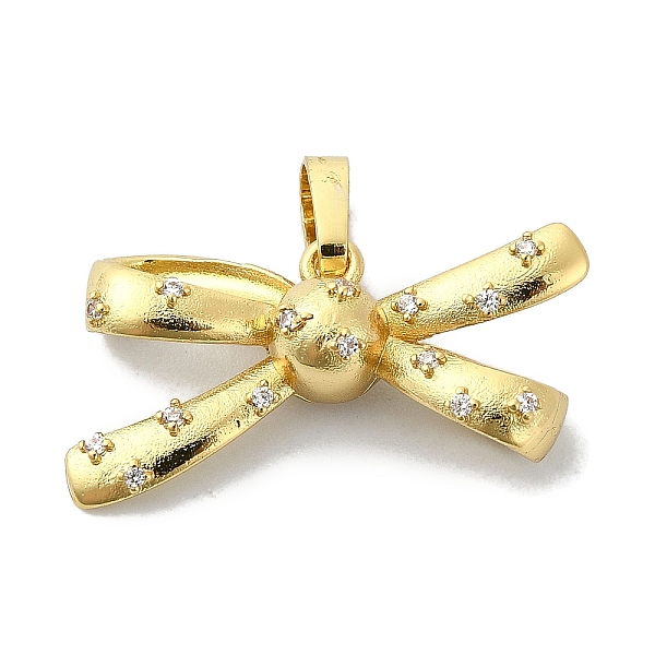 

PandaHall Rack Plating Brass Pave Cubic Zirconia Pendants, Bowknot, Long-Lasting Plated, Lead Free & Cadmium Free, Real 18K Gold Plated..., Clear