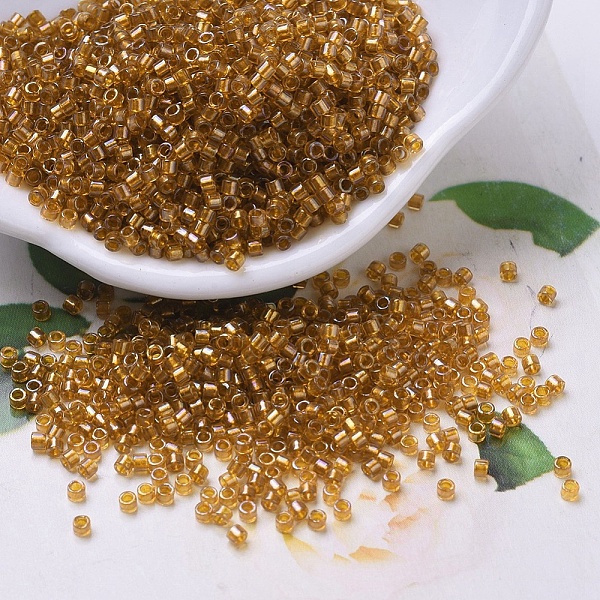 

PandaHall MIYUKI Delica Beads, Cylinder, Japanese Seed Beads, 11/0, (DB0065) Topaz Yellow Lined, 1.3x1.6mm, Hole: 0.8mm, about 2000pcs/10g..., Orange