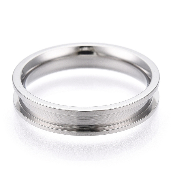 

PandaHall 201 Stainless Steel Grooved Finger Ring Settings, Ring Core Blank, for Inlay Ring Jewelry Making, Stainless Steel Color, Inner...