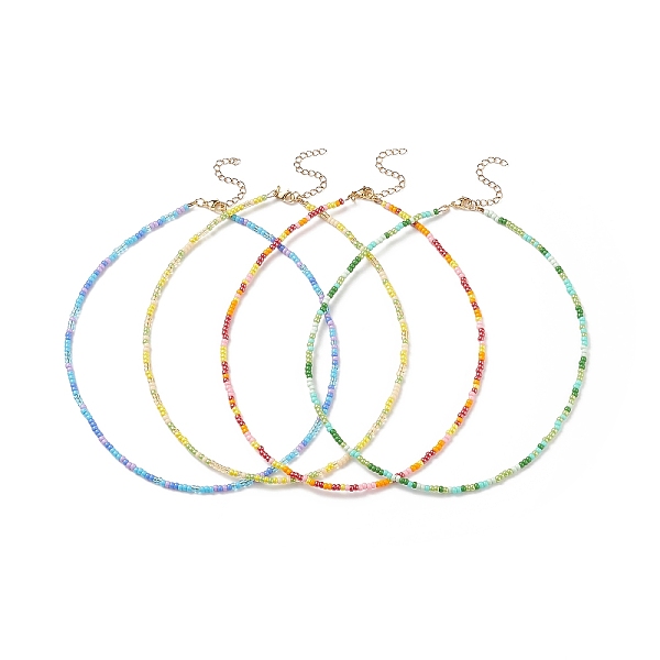 

PandaHall Glass Seed Beaded Necklace with 304 Stainless Steel Clasp for Women, Mixed Color, 15.94 inch(40.5cm) Glass Multicolor