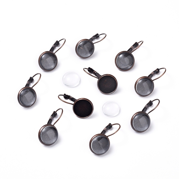 

PandaHall DIY Earring Making, with Brass Leverback Earring Findings and Transparent Oval Glass Cabochons, Red Copper, Cabochons: 11.5~12x4mm..., Clear