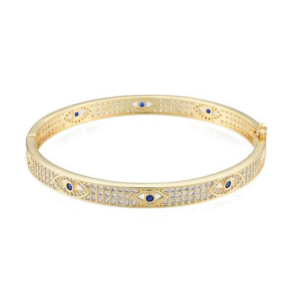 

PandaHall Cubic Zirconia Horse Eye Hinged Bangle, Real 18K Gold Plated Brass Jewelry for Women, Medium Blue, Inner Diameter: 2-1/8x2-3/8...