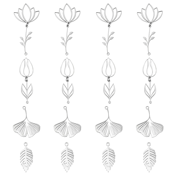 

PandaHall DICOSMETIC 16Pcs 4 Style Stainless Steel Leaf Pendants Leaves Branch Charms Small Hole Ginkgo Charms for DIY Crafting Bracelet...
