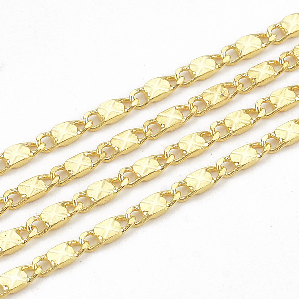 

PandaHall 3.28 Feet Soldered Brass Mariner Link Chains, Real 18K Gold Plated, 5x2x0.6mm Brass