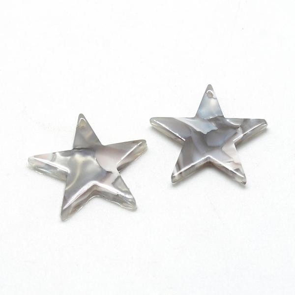 

PandaHall Cellulose Acetate(Resin) Pendants, Star, Gray, 20.5x21x2.5mm, Hole: 1.5mm Cellulose Acetate Star Gray