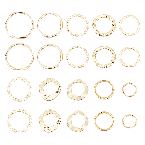 

PandaHall HOBBIESAY DIY Jewelry Making Finding Kit, Including 40Pcs 10 Style Alloy Links Connectors & Pendants, Ring, Golden...