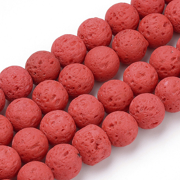 

PandaHall Synthetic Lava Rock Beads Strands, Dyed, Round, FireBrick, 6mm, Hole: 1mm, about 61pcs/strand, 14.96 inch(38cm) Lava Rock Round..., Red