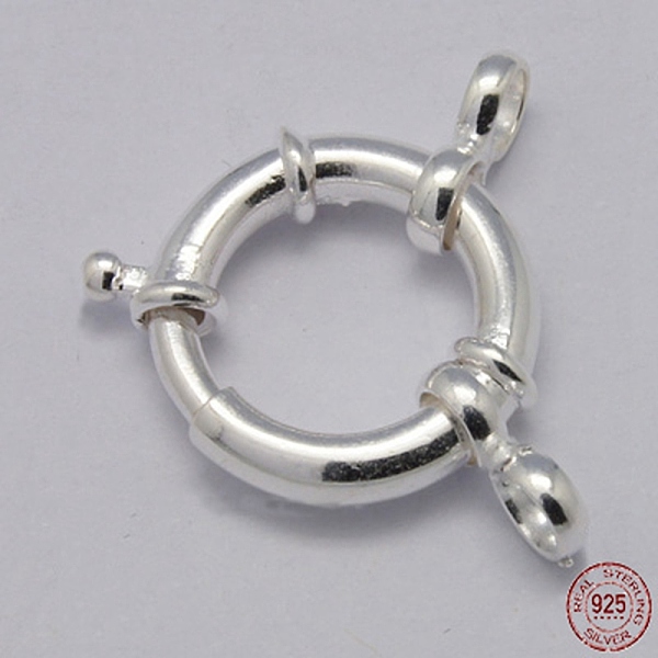 

PandaHall 925 Sterling Silver Large Spring Rings Clasps, Silver, 12mm Sterling Silver