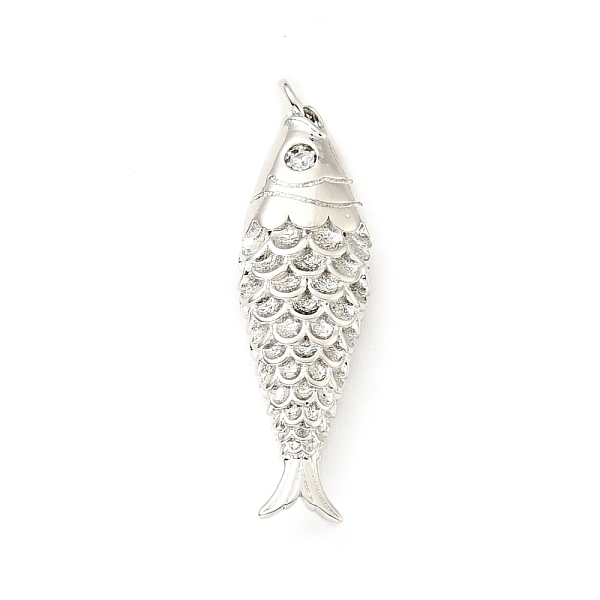 

PandaHall Rack Plating Brass Micro Pave Clear Cubic Zirconia Pendants, with Jump Ring, Cadmium Free & Lead Free, Fish, Platinum...
