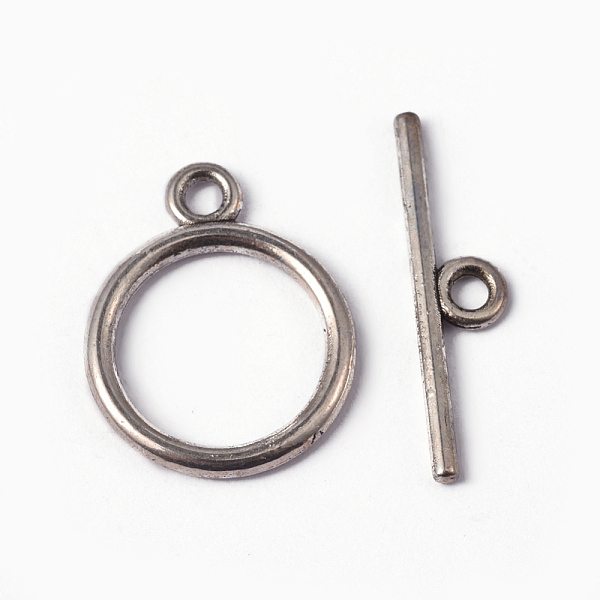

PandaHall Tibetan Style Toggle Clasps, Lead Free & Cadmium Free & Nickel Free, Rondelle, Antique Silver, Size: Ring: about 15mm in diameter...