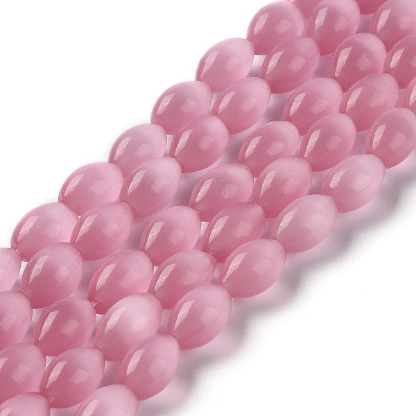 

PandaHall Cat Eye Beads, Oval, Flamingo, 8~8.5x12~12.5mm, Hole: 0.8mm, about 31pcs/strand, 14.69''(37.3cm) Glass Oval Pink
