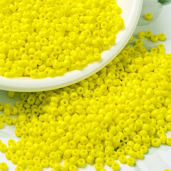 

PandaHall MIYUKI Round Rocailles Beads, Japanese Seed Beads, (RR404) Opaque Yellow, 8/0, 3mm, Hole: 1mm about 422~455pcs/bottle, 10g/bottle...