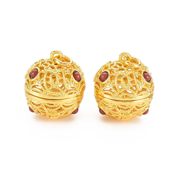 

PandaHall Brass Cage Pendants, for Chime Ball Pendant Necklaces Making, with Resin, Hollow Round, Golden, 21x21x18.5mm, Jump Ring: 6x1mm...