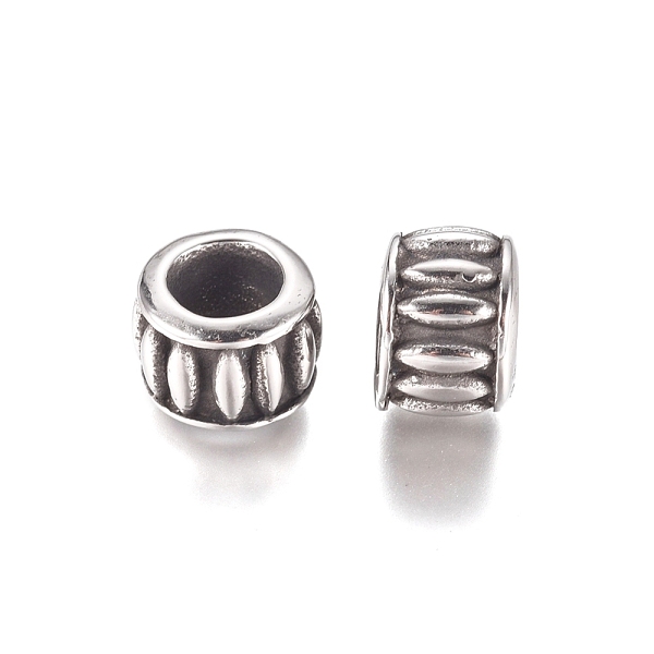 

PandaHall 304 Stainless Steel European Beads, Large Hole Beads, Rondelle, Antique Silver, 9x7mm, Hole: 5mm 304 Stainless Steel Rondelle