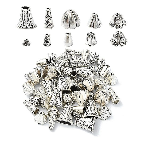 

PandaHall Tibetan Style Bead Caps & Cone, Antique Silver Alloy