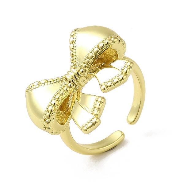 

PandaHall Brass Cuff Rings for Women, Bowknot, Real 18K Gold Plated, Inner Diameter: 16.4mm Brass Bowknot
