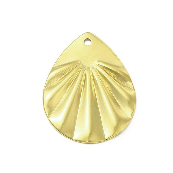 

PandaHall Textured 201 Stainless Steel Pendants, Golden, Teardrop, 21.5x17x1mm, Hole: 1.2mm 201 Stainless Steel Teardrop