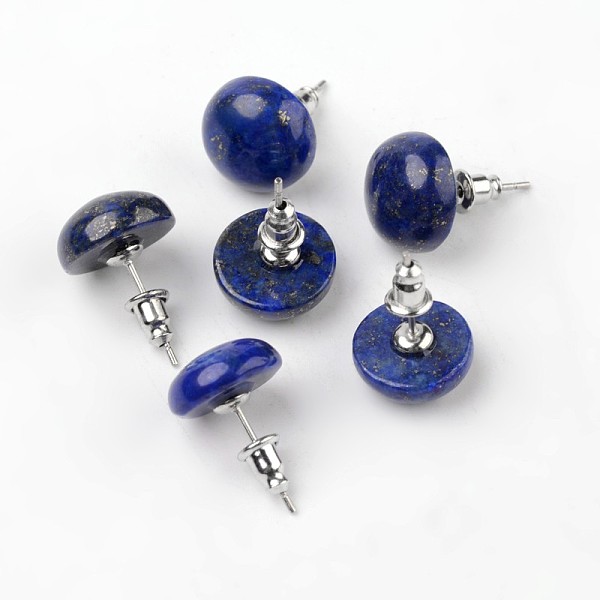 

PandaHall Half Round Dome Natural Lapis Lazuli Stud Earrings, with Platinum Plated Brass Findings, 18mm, Pin: 0.8mm Lapis Lazuli