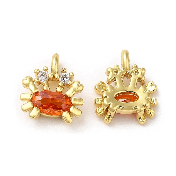 

PandaHall Brass Micro Pave Cubic Zirconia Pendants, Lead Free & Cadmium Free, Real 18K Gold Plated, Crab, Dark Orange, 9.5x8x3mm, Hole: 1mm...