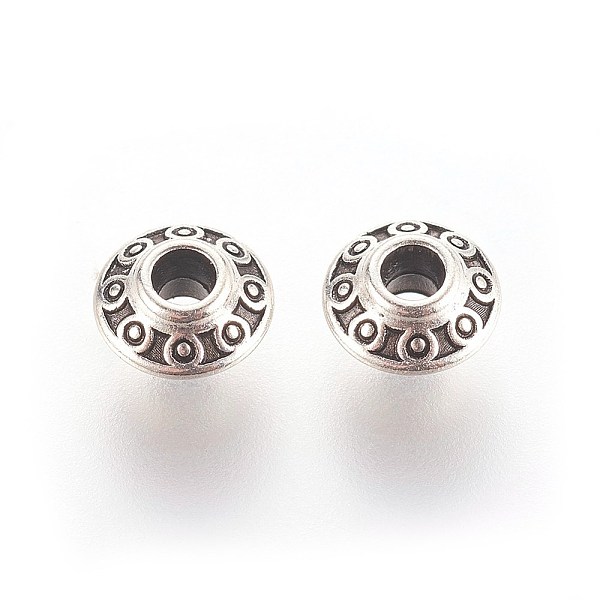 Tibetan Style Alloy Spacer Beads, Bicone, Antique Silver, Lead Free & Cadmium Free & Nickel Free, 6.5x3.5mm, Hole: 2mm