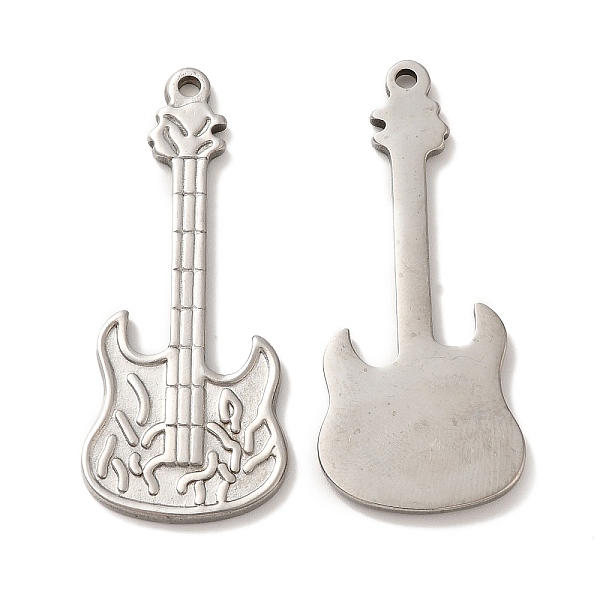 

PandaHall 304 Stainless Steel Pendants, Guitar Charm, Stainless Steel Color, 44x18x2mm, Hole: 2mm 304 Stainless Steel Guitar