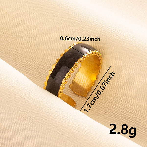 

PandaHall Fashionable Enamel Open Cuff Ring, Simple Stainless Steel Jewelry for Women Stainless Steel