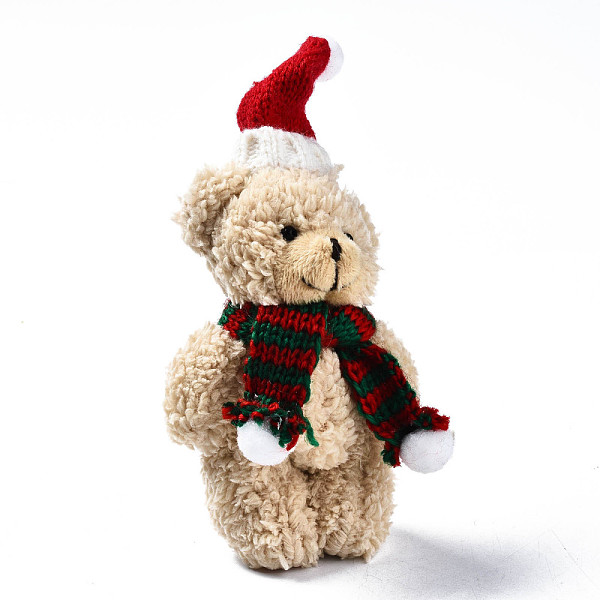 

PandaHall Polyester Stuffed Plush Bear Pendant Decorations, with Bead Chain, for Christmas Tree Party Hanging Ornaments Decorations, Tan..., Orange
