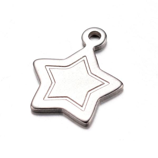 

PandaHall 201 Stainless Steel Charms, Heart, Tag Charms, Stainless Steel Color, 16.5x13.5x1mm, Hole: 1.5mm 201 Stainless Steel Star