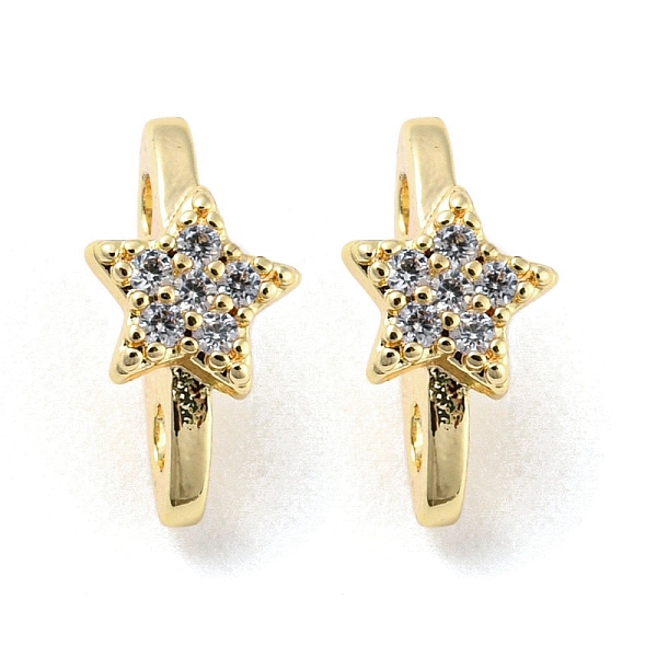 

PandaHall Rack Plating Brass Micro Pave Clear Cubic Zirconia Connector Charms, Long-Lasting Plated, Lead Free & Cadmium Free, Oval with Star...