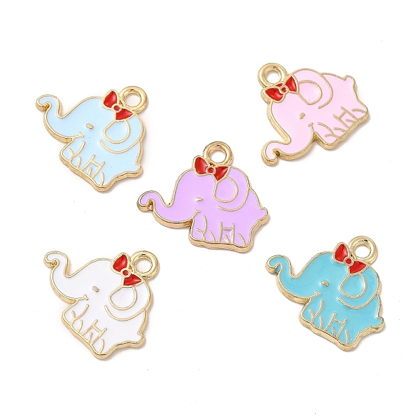 

PandaHall Alloy Enamel Pendants, Elephant Charm, Mixed Color, Golden, 16x18x1.3mm, Hole: 1.8mm Alloy+Enamel Elephant Multicolor