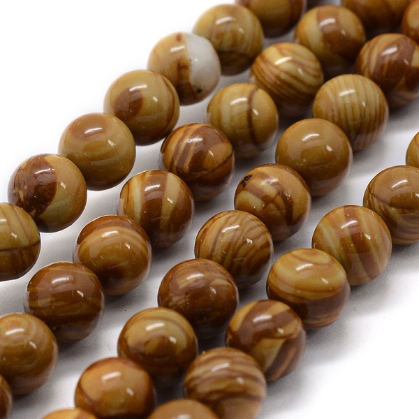 

PandaHall Natural Wood Lace Stone Beads Strands, Round, 10mm, Hole: 1mm, about 38pcs/strand, 14.9 inch(38cm) Wood Lace Stone Round