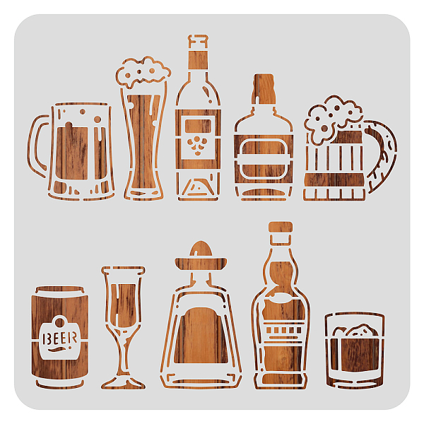 PandaHall BENECREAT Oktoberfest Drawing Painting Stencils, 30x30cm Beer Themed Plastic Stencil Templates for Diary Scrapbook DIY Craft, Wall...