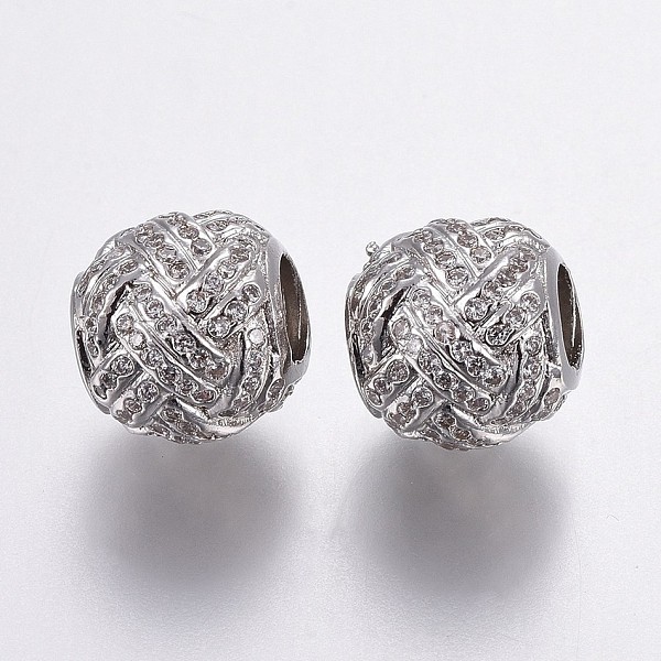 

PandaHall Brass Micro Pave Cubic Zirconia European Beads, Large Hole Beads, Rondelle, Clear, Platinum, 11x10mm, Hole: 5mm Brass+Cubic...